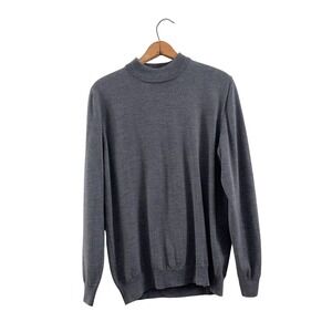 90s/00s Joseph & Lyman‎ Mock Neck Sweater Gray Merino Wool Medium